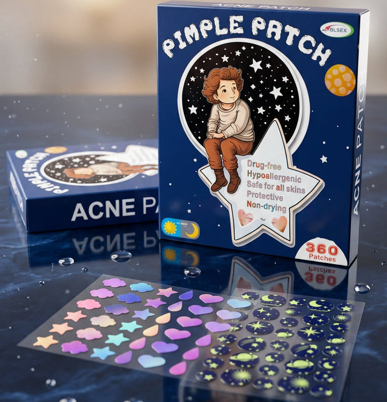 Colorful Star Acne Patches 360ct - Star-shaped hydrocolloid pimple stickers for acne spot treatment