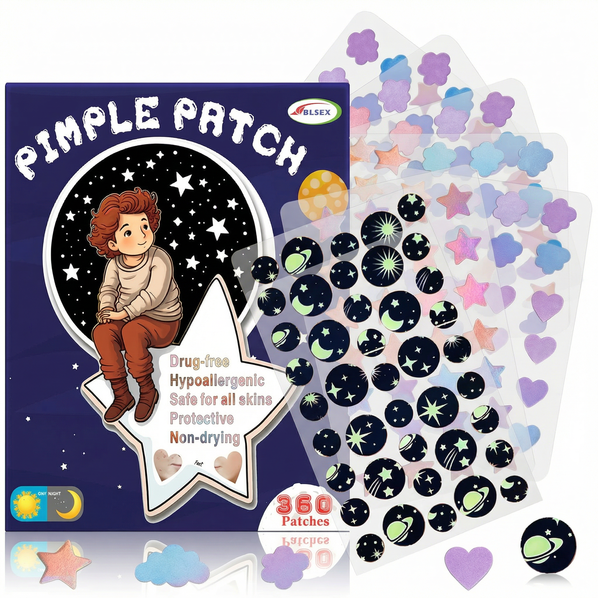 Colorful Star Acne Patches – 360 Hydrocolloid Pimple Stickers